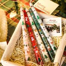 2pcs, 25cm/9.84in Christmas Long Stem Smokeless Printed Soy Wax Candles, Suitable For Various Holiday Decorations, Holiday Gifts, Holiday Celebrations, Home Decor Candles, And Lighting Candles. - Multicolor - View 5