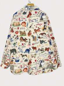 Women's Casual Random Dog Print Blouse - Multicolor - View 5