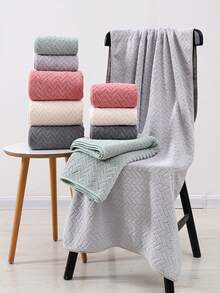 Bộ 12 món [6 khăn vuông + 4 khăn tắm + 2 khăn tắm] Bộ khăn tắm in hình tai lúa mì & trơn, mềm mại & thấm hút, nhanh khô, thích hợp để tắm, rửa mặt, phòng tắm, sử dụng ngoài trời - Nhiều màu - Xem 12