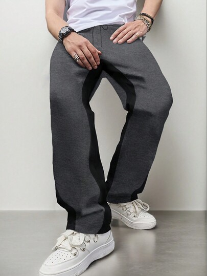 1pc Boyfriend Style Men's Casual Sporty Color Block Jogger Pants With Pockets