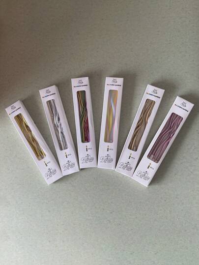 1 盒/6 件镀金弧形蜡烛，浪漫派对装饰，面包店生日蛋糕蜡烛，各种活动装饰，生日蜡烛，生日装饰，生日快乐，房间装饰礼物毕业