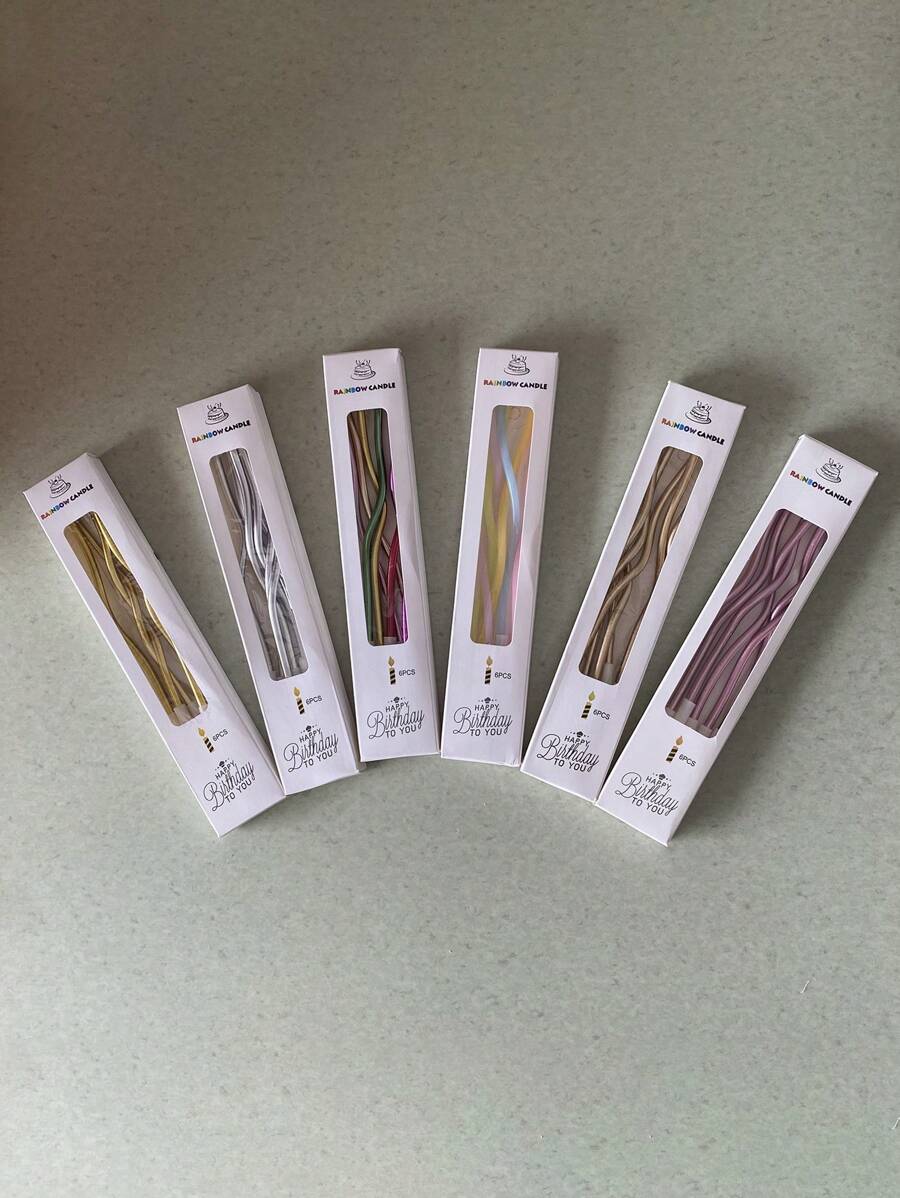 1 盒/6 件镀金弧形蜡烛，浪漫派对装饰，面包店生日蛋糕蜡烛，各种活动装饰，生日蜡烛，生日装饰，生日快乐，房间装饰礼物毕业