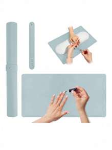1 PC Nail Art Table Mat, PU And Washable Foldable Nail Polish Hand Rest Arm Wrist Rest Pad For Nail Art Instructor Nail Care Nail Salon Tools, Foldable Nail Art Hand Pad For Nail Art Armrest Pad, Soft Microfiber Leather Nail Art Mat , Manicure Mats, Manicure Table Mats, Manicurist Salon Home Table Mats,Two Colors Of Buttons Are Shipped Randomly