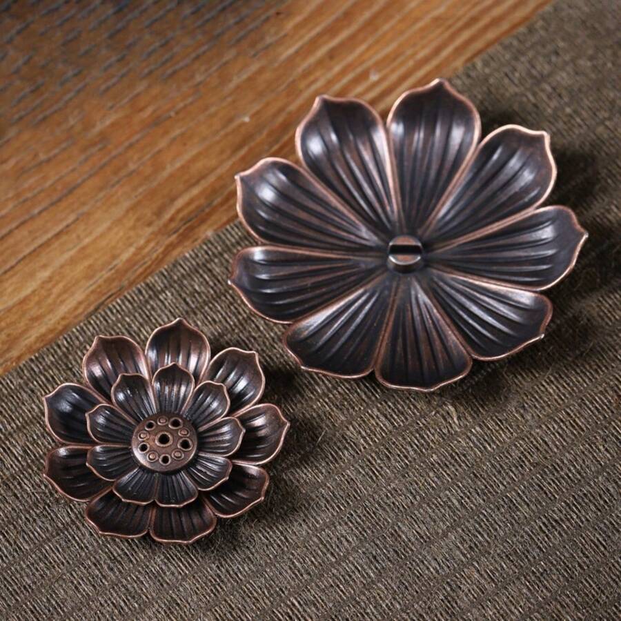 1 件金属莲花香棒架，带可拆卸烟灰收集器 - 优雅的芳香扩散器，黄铜色穿孔香炉，适用于家庭、办公室、酒店、茶馆 - 非常适合家居装饰、房间装饰、桌面装饰 - 用这款精美的配件增强您的家居香味
