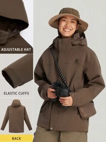 TECTOP 女士秋冬户外徒步三合一防水防风保暖可拆卸内夹克 - 棕色 - 查看 2