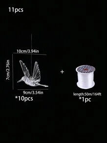 11pcs Acrylic Hummingbird Hanging Decorations For Weddings, Transparent Bird-Shaped Ornaments For Holiday Parties, Home Ceiling Decoration
