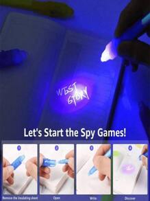1/5pcs-Random Color Glowing Magic Invisible Marker Light Ballpoint Pen Secret Message Magic Pen Decorate Christmas Essentials, Christmas Gifts - Multicolor - View 3