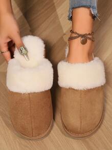 Women's Thickened Velvet Classic Slippers, Double-Layer Memory Foam In The Midsole, Non-Slip EVA Outsole