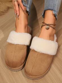 Women's Thickened Velvet Classic Slippers, Double-Layer Memory Foam In The Midsole, Non-Slip EVA Outsole