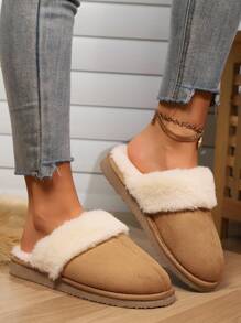 Women's Thickened Velvet Classic Slippers, Double-Layer Memory Foam In The Midsole, Non-Slip EVA Outsole