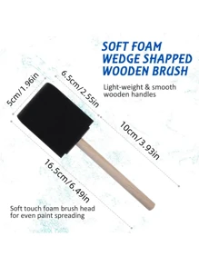 5/10/20/50 pièces Jeu de pinceaux en mousse mixtes, pinceaux à manche en bois - Légers, convenant pour l'acrylique, la teinture, le vernis, les loisirs créatifs et la rentrée scolaire, fournitures scolaires