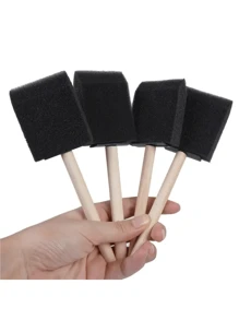 5/10/20/50 pièces Jeu de pinceaux en mousse mixtes, pinceaux à manche en bois - Légers, convenant pour l'acrylique, la teinture, le vernis, les loisirs créatifs et la rentrée scolaire, fournitures scolaires