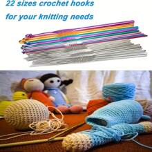 100pcs Metal Crochet Hook Set, Assortment Of Colored Aluminum Knitting Needles And Various Tools For Creative DIY Craft & Knitting, Random Colors