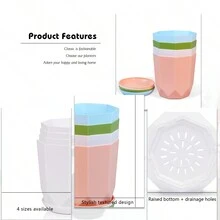 Four Medium-Sized Octagonal Flower Pots, High-Quality And Lightweight Flower Pots, With Subtle Patterns On The Outer Wall Of The Pots To Showcase Their Quality. Made Of High-Quality PP Material, It Greatly Reduces Weight While Ensuring The Original Strength, Making It Easier To Move After Planting Plants. PP Material Plastic Flower Pots Are Safer And Healthier, Caring For The Healthy Growth Of Plants. Choose From Four Different Colored Flower Pots According To Your Needs - trắng - Xem 7