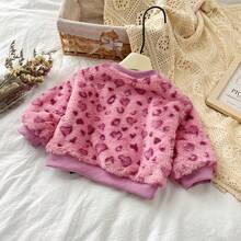 Áo nỉ dài tay cổ tròn in họa tiết da báo dễ thương cho bé gái - Hồng - Xem 3