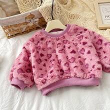 Áo nỉ dài tay cổ tròn in họa tiết da báo dễ thương cho bé gái - Hồng - Xem 2