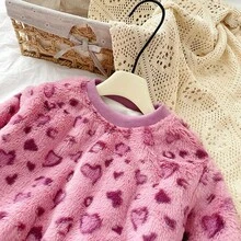 Áo nỉ dài tay cổ tròn in họa tiết da báo dễ thương cho bé gái - Hồng - Xem 4