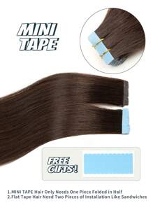 10pcs Mini Tape-In Hair Extensions, Real Human Hair, #2 Dark Brown, 14-22 Inches, Remy Human Hair, Double-Sided Invisible Tape-In Extensions - S2 - View 3