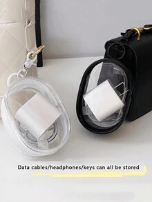 2 个充电器收纳袋、数据线收纳盒、便携式耳机收纳盒、透明便携式旅行收纳盒，用于数据线、耳机等（黑色、白色）便携式户外耳机收纳袋、多功能收纳袋、充电器收纳袋、单拉链密封防尘收纳盒 - 彩色 - 查看 3
