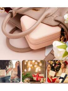 1 件旅行珠宝收纳盒，简易旅行和家居珠宝收纳盒，便携式耳环、戒指、手镯、珠宝收纳盒，时尚个性化皮革珠宝收纳盒，用于戒指、项链、耳钉收纳，送给女性的完美礼物，母亲节和情人节的精致难忘的节日礼物，圣诞节返校礼物 - 彩色 - 查看 8