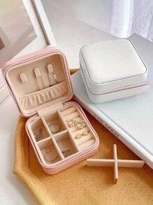 1 件旅行珠宝收纳盒，简易旅行和家居珠宝收纳盒，便携式耳环、戒指、手镯、珠宝收纳盒，时尚个性化皮革珠宝收纳盒，用于戒指、项链、耳钉收纳，送给女性的完美礼物，母亲节和情人节的精致难忘的节日礼物，圣诞节返校礼物 - 彩色 - 查看 6