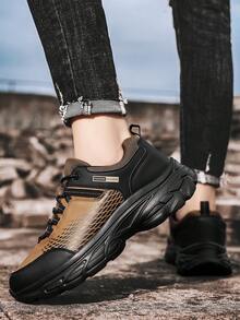 DJSUNNYMIX 男士厚底休闲日常百搭运动鞋 - 棕色 - 查看 5