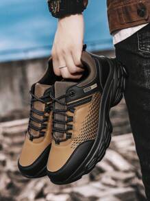 DJSUNNYMIX 男士厚底休闲日常百搭运动鞋 - 棕色 - 查看 3