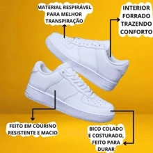Tênis Casual Feminino Masculino Force Liso Couro Original
