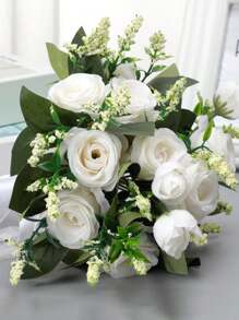 1 pezzo nuziale damigella d'onore mano mazzo fatto con puro colore seta rose , ideale per , matrimonio , e fotografia