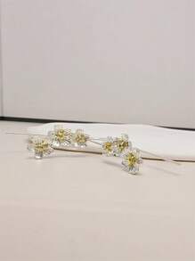 1 paire de boucles d"oreilles crochet style bohème à fleurs pour femme, bijou de fête de mariage