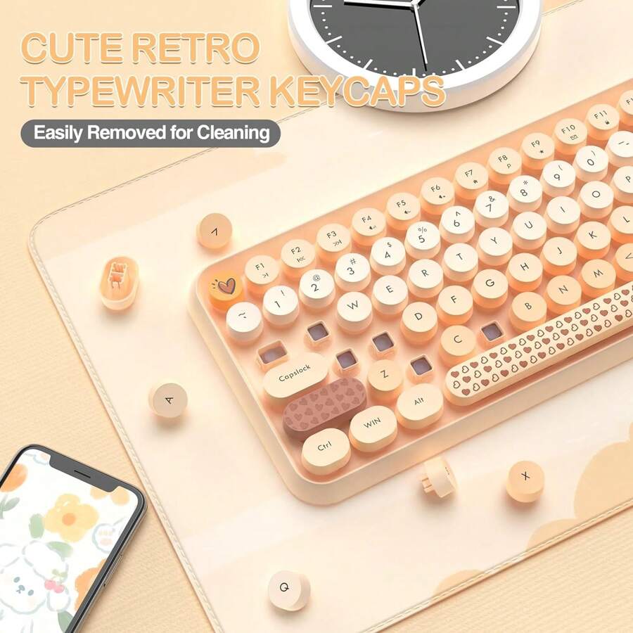 ATTACK SHARK ATTACK SHARK Retro Keyboard Mouse Set Wireless, 2.4 GHz