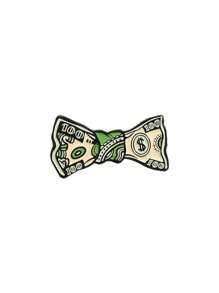 1 pieza Broche asimétrico con diseño de cabeza de esqueleto/billete de dólar único, accesorio de moda para ropa o sombrero