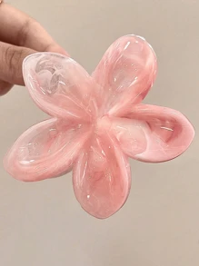 1/2 piezas Clips para el cabello de plástico de gran tamaño de 8cm/3.15in con diseño de flores degradadas rosa y blanco, elegantes, sencillos y multiusos para uso diario, fiesta, trabajo, viaje, peinados, decoración del hogar y baño, decoración de otoño, vuelta al colegio