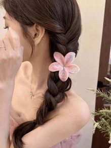 1/2 piezas Clips para el cabello de plástico de gran tamaño de 8cm/3.15in con diseño de flores degradadas rosa y blanco, elegantes, sencillos y multiusos para uso diario, fiesta, trabajo, viaje, peinados, decoración del hogar y baño, decoración de otoño, vuelta al colegio