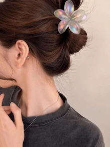 1/2 piezas Clips para el cabello de plástico de gran tamaño de 8cm/3.15in con diseño de flores degradadas rosa y blanco, elegantes, sencillos y multiusos para uso diario, fiesta, trabajo, viaje, peinados, decoración del hogar y baño, decoración de otoño, vuelta al colegio