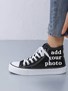 Customized Unisex Canvas High Top Simple Vulcanized Rubber Sole Sneakers For All Seasons