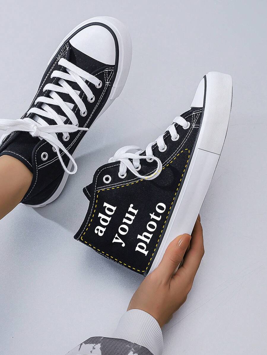 Customized Unisex Canvas High Top Simple Vulcanized Rubber Sole Sneakers For All Seasons