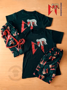 DUO TEDI ONE SIZE COUPLE 3PZ LYING DOWN PAJAMAS - Red - View 1