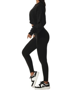 Women's Loose Soft Long Sleeve Workout Sweatshirt Outdoor Fitness Clothing V-Neck Pullover Sweatshirt Sweatshirt Suitable For Outdoor Exercise Casual Wear Fall/Winter - Black - View 5