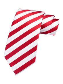 1pc 8cm Red & White Striped Necktie, High Quality Fashion Casual Tie For Men, Suitable For Wedding Party Business