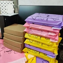 10/30pcs NEW Cute Cartoon Teddy Bear Pink, Yellow, Purple Self-Adhesive Mailing Bags, Logistics Packaging Express Box Shipping Envelopes Back To School - Multicolor - View 7