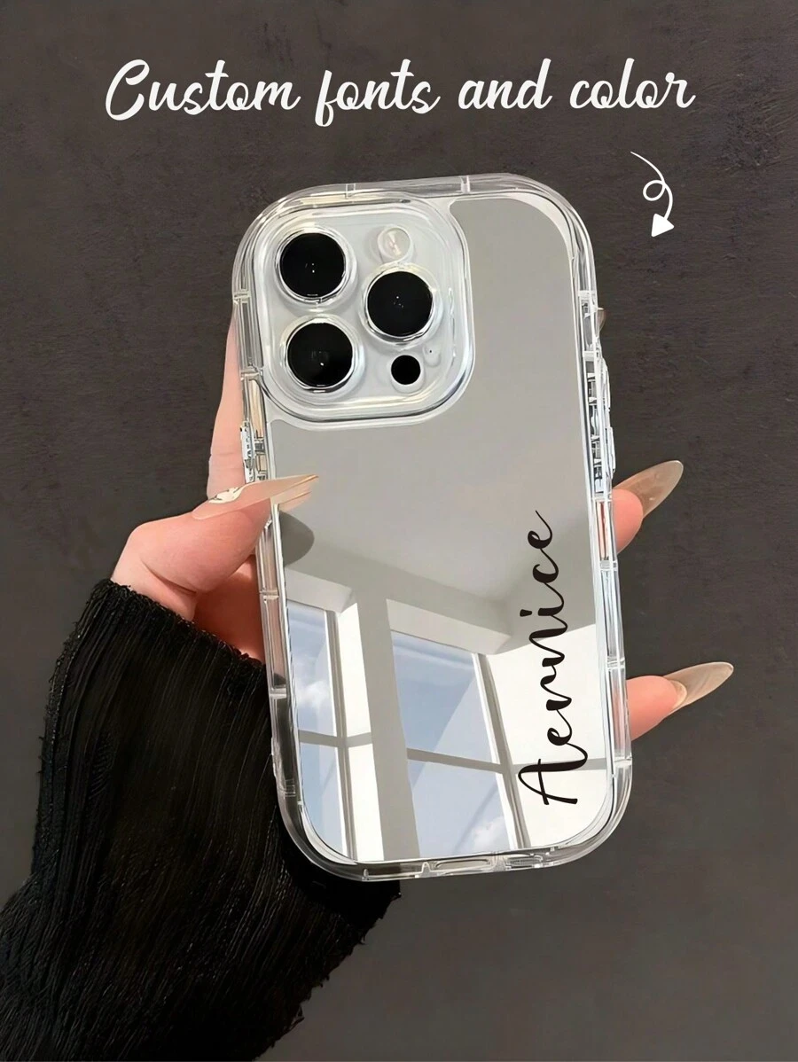Custom Signature Name Shockproof Thickened Transparent Mirror Phone Case, Compatible With S22 S23 S24 S25 Ultra A13 A14 A15 A16 A53 A54 A55 A56, Anniversary Birthday Gift Custom Letter Design, Aesthetic Mirror Case 2026 - Clear - View 1