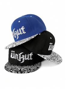1pc Paisley Pattern Letter Street Casual Bohemian Polyester Printed Patchwork Embroidered Windproof UV Protection Hip Hop Snapback Cap, Versatile Unisex Baseball Hat, All Season - Hip-hop Cap - View 11