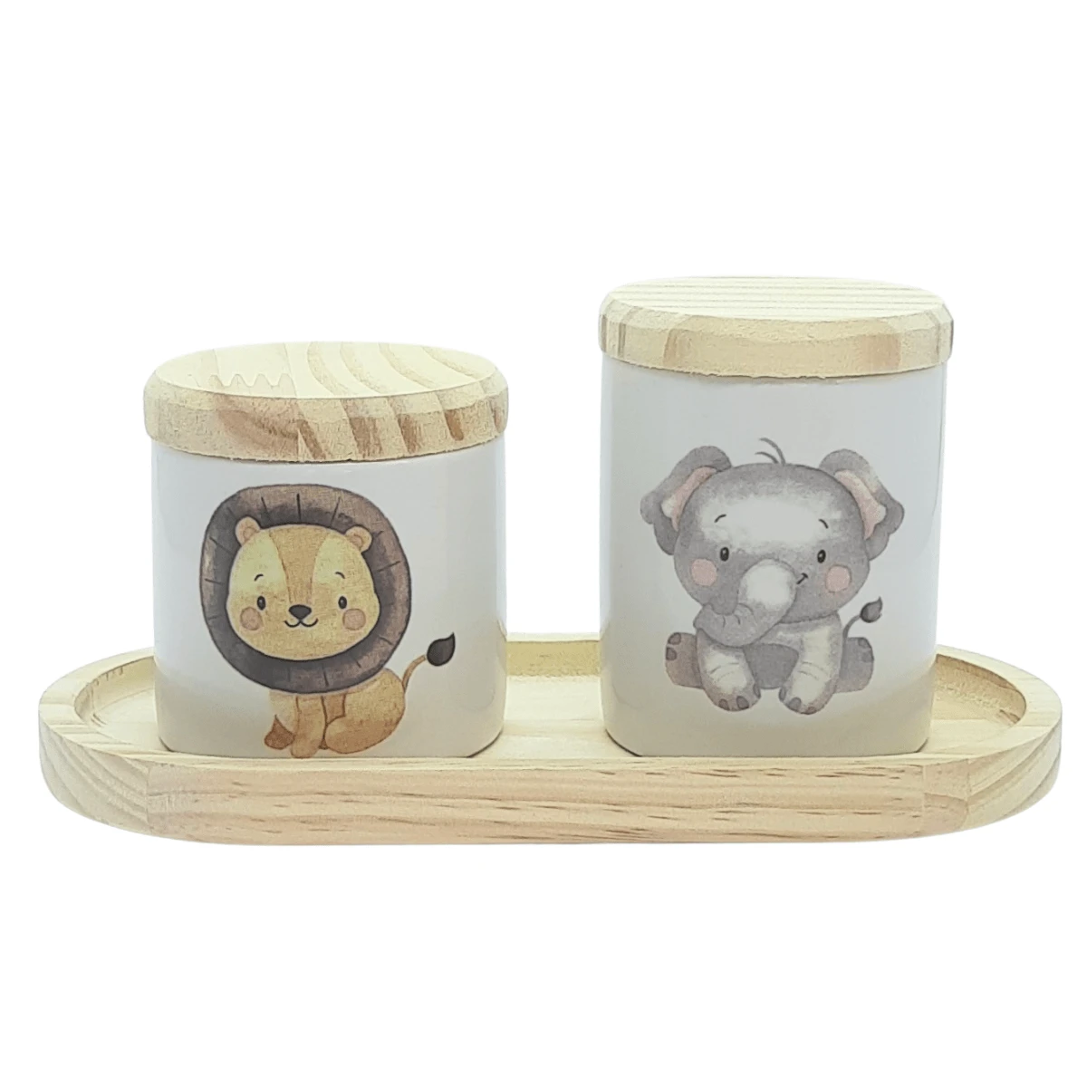 Kit higiene bebê Safari 3 Pçs - Porcelana e Pinus