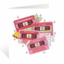 1 张圣诞音乐磁带贺卡，适合朋友和家人、节日新年欢呼卡、生日庆祝卡、衷心祝福、音乐爱好者的圣诞礼物、万圣节、万圣节装饰 - 彩色 - 查看 3