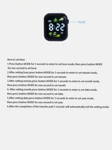 1pc Kids & Youth Student Coconut Tree,Riding Figure LED Display TPU Casual Sport Square Shaped Electronic Watch, Suitable For Daily Life