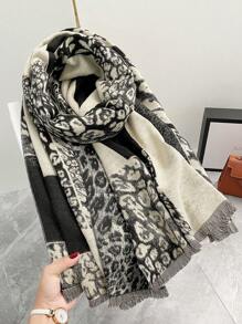 FADZOYLE 1 chiếc khăn choàng Jacquard họa tiết da báo cho nữ, khăn choàng nghệ thuật cho nữ, khăn choàng Poncho dài, khăn choàng quấn, khăn choàng lưới lớn giữ ấm mùa đông, khăn choàng lớn, bộ sưu tập thời trang mới thanh lịch, quà tặng cô dâu, phù dâu, khăn choàng du lịch - khăn quàng cổ - Xem 11