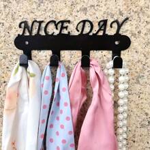 Festive Metal Key Hook With 'NICE DAY' Design - Wall Mountable, Powder Coated, Rust Resistant - Black - View 1