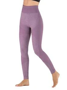 LEOQ Quần tập yoga bó cạp cao nâng mông cho nữ dài 7/8, thích hợp cho tập Pilates, Yoga và chạy bộ - Màu tím - Xem 4