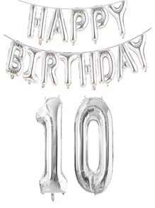 银色生日快乐数字字母铝箔气球成人生日派对装饰10 11 12 14 15 18 20 25 30 35 40 50岁60岁圣诞节 - 銀色 - 查看 21